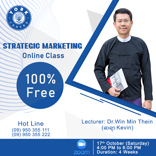 York Centre ၏ Business English နှင့် Strategic Marketing Online အခမဲ့ သင်တန်းများ