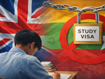 မြန်မာအပါအဝင် နိုင်ငံ (၄) နိုင်ငံအား ကျောင်းသားဗီဇာထုတ်ပေးမှု ယူကေ ရပ်ဆိုင်း